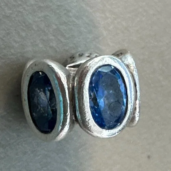 Authentic Pandora Charm - Silver & Blue Oval Lights Charm S925 ALE - EUC - Picture 1 of 9